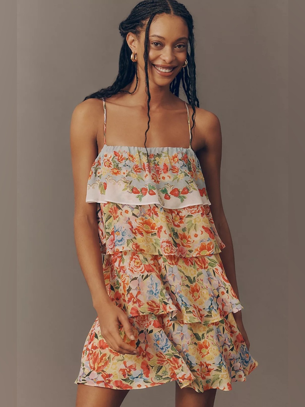 NWT Farm Rio x Anthropologie Tiered Ruffle Mini Dress
